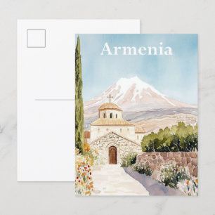 Carte Postale Arménie Aquarelle Peinture Voyage