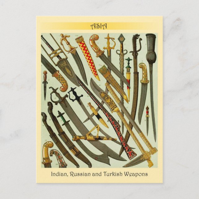 Carte Postale Armes indiennes, russes et turques (Devant)