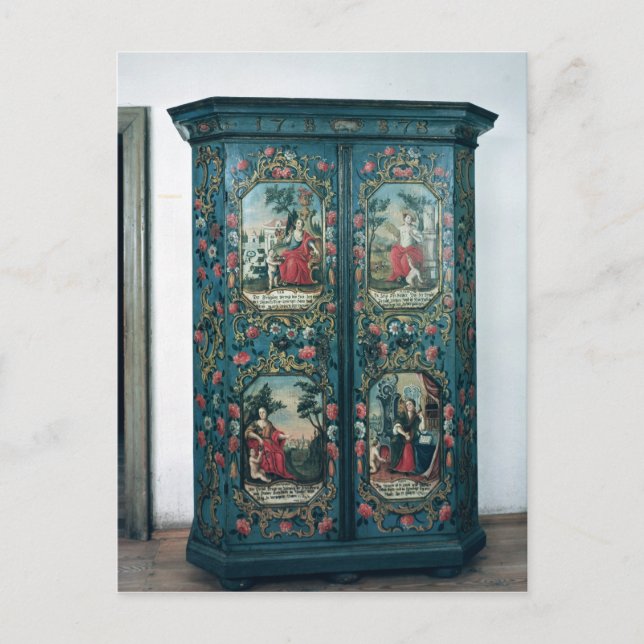 Carte Postale Armoire décorée avec des scènes des quatre (Devant)