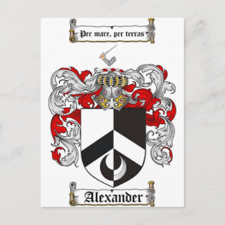 Carte Postale Armoiries d'Alexander / Armoiries d'Alexander Fami