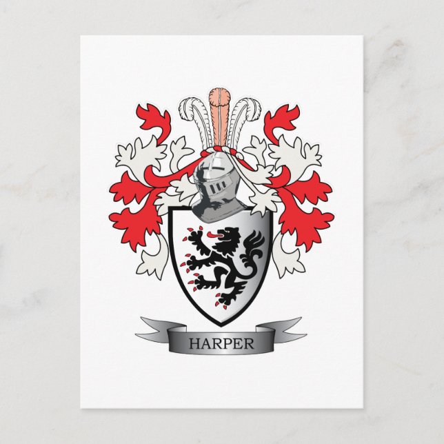 Carte Postale Armoiries de Harper Family Crest (Devant)