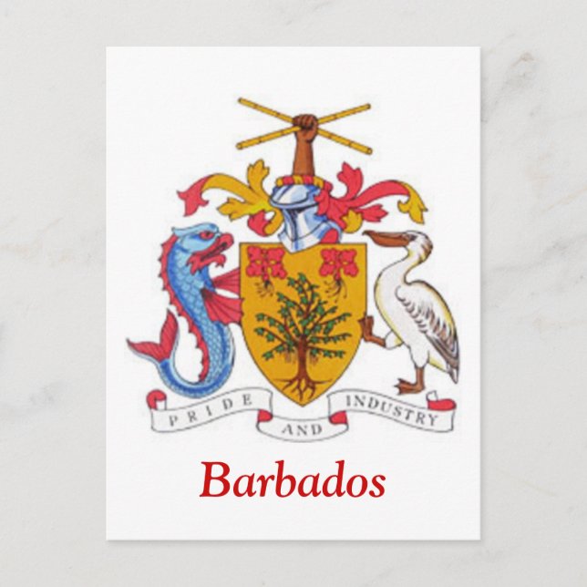 Carte Postale Armoiries de la Barbade (Devant)