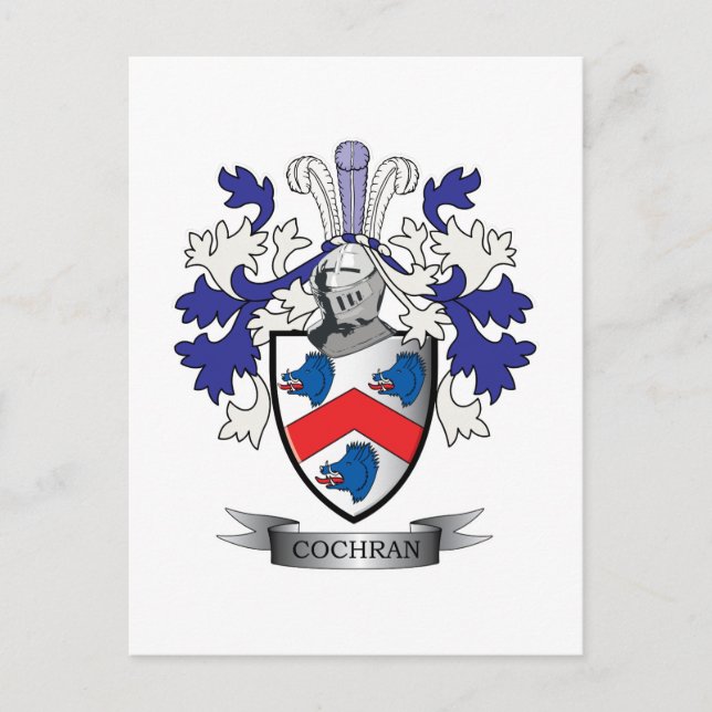Carte Postale Armoiries de la famille Cochran (Devant)