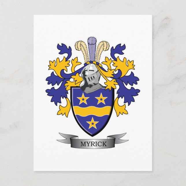 Carte Postale Armoiries de la famille Myrick (Devant)