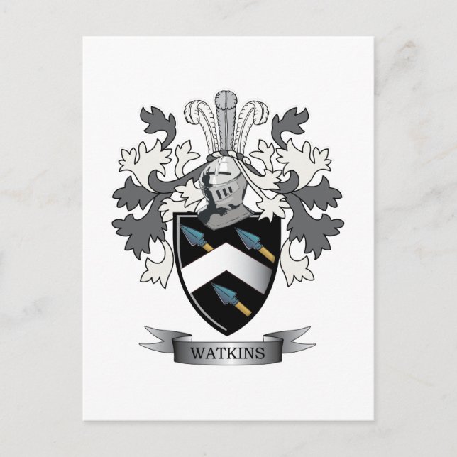 Carte Postale Armoiries de la famille Watkins (Devant)