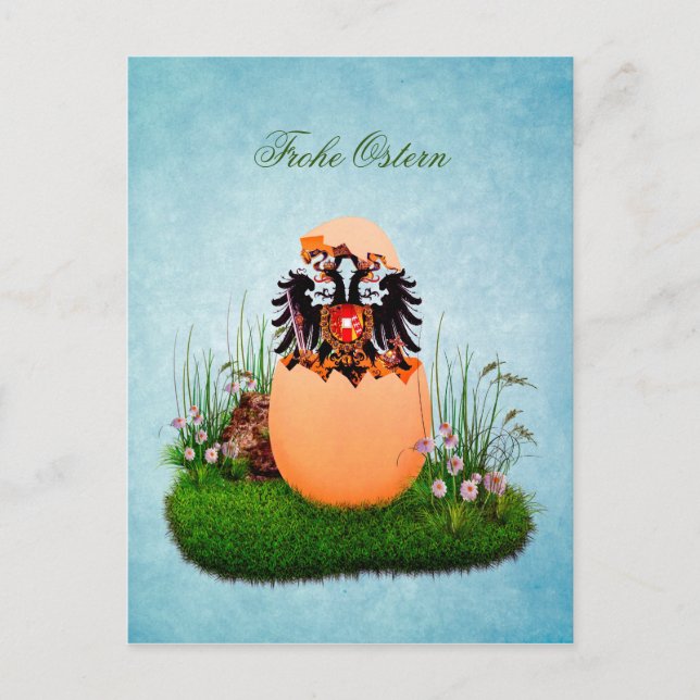 Carte Postale Armoiries de l'empire autrichien "Frohe Ostern" (Devant)