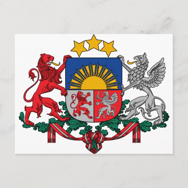 Carte Postale Armoiries de Lettonie - Latvijas ģerbonis (Devant)