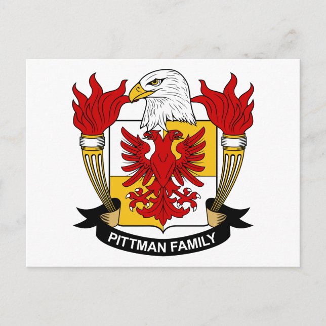 Carte Postale Armoiries de Pittman / Armoiries de famille (Devant)