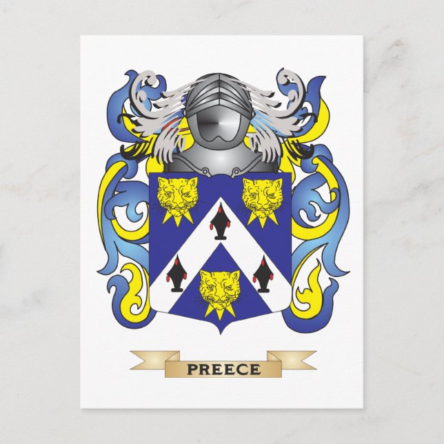 Carte Postale Armoiries de Preece (Armoiries de la famille) (Devant)