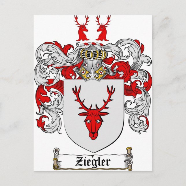 Carte Postale Armoiries de Ziegler / Armoiries de la famille Zie (Devant)