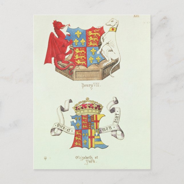 Carte Postale Armoiries d'Henri VII et d'Elizabeth d'York (Devant)