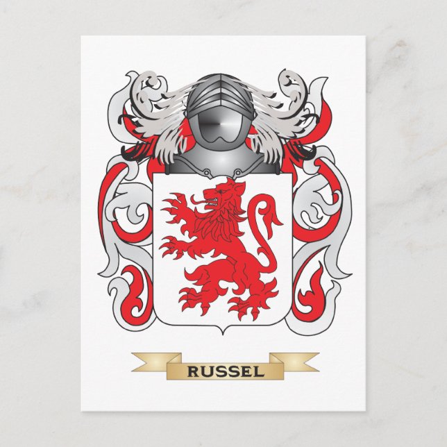 Carte Postale Armoiries Russell (Blason de Famille) (Devant)