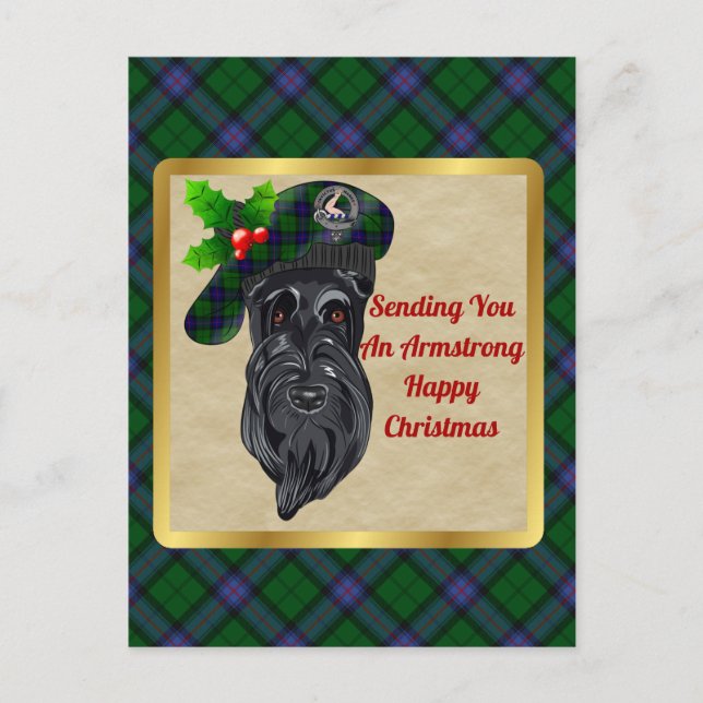 Carte Postale Armstrong Clan Badge & Tartan Christmas Postcard (Devant)