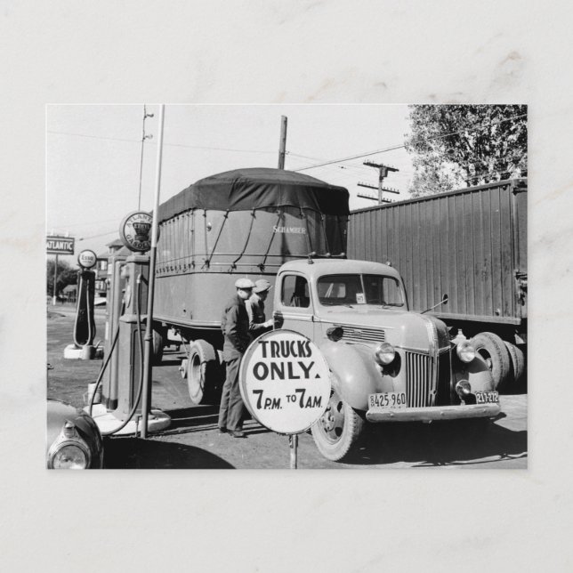 Carte Postale Arrêt de camion des années 1940 (Devant)