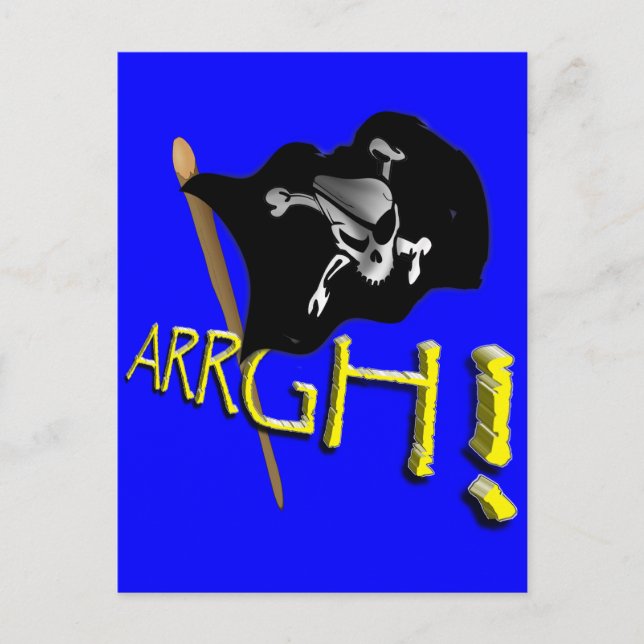 Carte Postale ARRÊT ! Drapeau Jolly roger pirate (Devant)