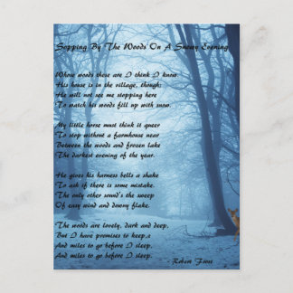 Carte Postale Arrêt par les bois par : Robert Frost