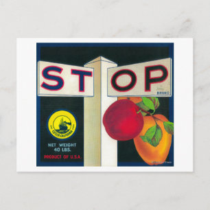 Carte Postale Arrêter Apple Crate LabelCutler, CA