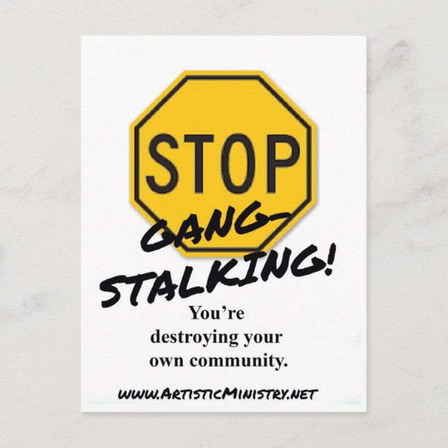 Carte Postale Arrêter Gang Stalking POSTCARD (Devant)