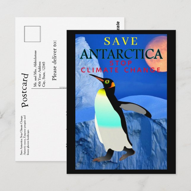 Carte Postale Arrêtez le changement climatique réchauffant le pi (Devant / Derrière)
