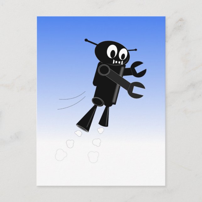 Carte Postale Arrière - plan Black Flying Robot Blue Sky (Devant)
