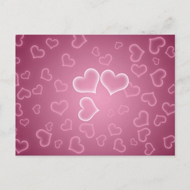 Carte Postale Arrière - plan de Coeurs roses mignons (Devant)