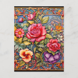 Carte Postale Arrière - plan d'effet 3D floral coloré
