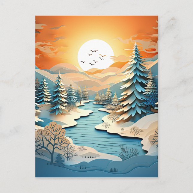 Carte Postale arrière - plan d'hiver Abstrait 3D (Devant)