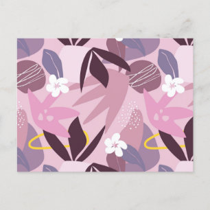 Carte Postale Arrière - plan floral, fleurs et feuilles,
