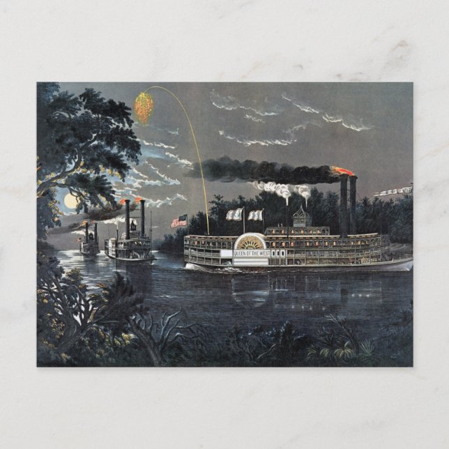 Carte Postale Arrondir un virage sur le bateau à vapeur du Missi (Devant)