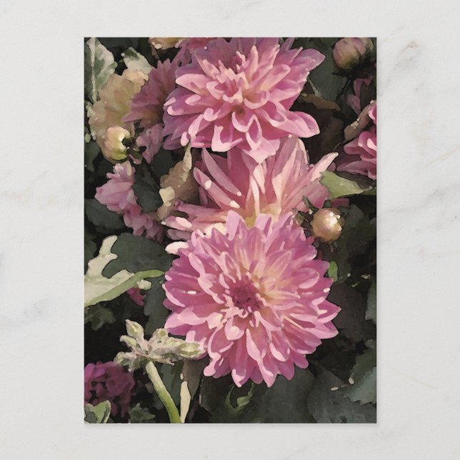 Carte Postale Art à motifs floraux roses de Renee Lavoie (Devant)