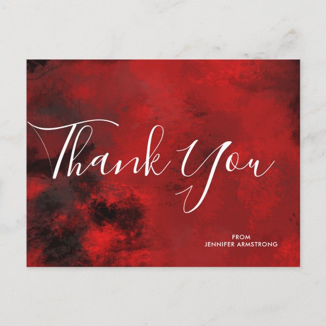 Carte Postale Art Abstrait Artistique Noir et Rouge Merci (Devant)