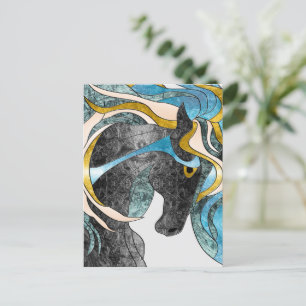 Carte Postale Art abstrait de cheval en verre teinté – Équidé mo
