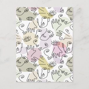 Carte Postale Art Abstrait de ligne Doodle Doodle Doodle