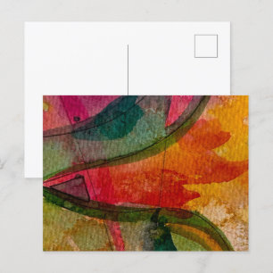 Carte Postale Art Abstrait Expressionniste à l'Aquarelle et à l'