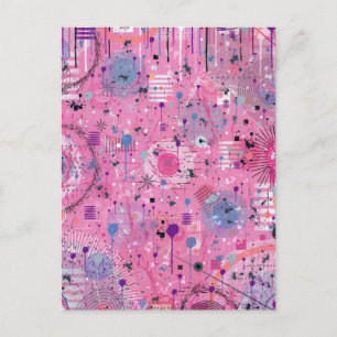 Carte Postale Art abstrait maximaliste rose