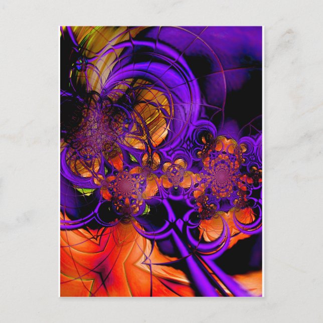 Carte Postale Art Abstrait Métal violet orange Crochet Zizzago (Devant)