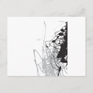 Carte Postale art abstrait noir et blanc vo1