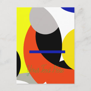 Carte Postale Art Abstrait Rouge Jaune Bleu