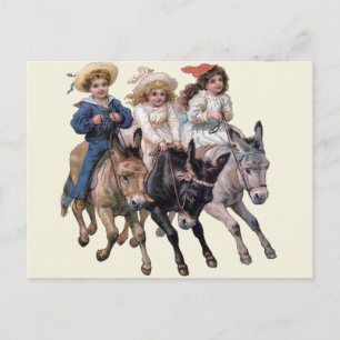 Carte Postale Art antique de chevaux et de poneys pour enfants