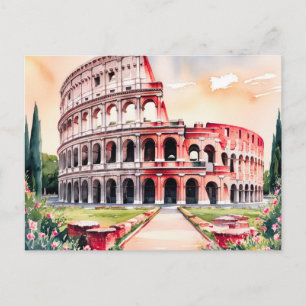 Carte Postale Art aquarelle du Colosseum de Rome