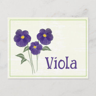 Carte Postale Art aquarelle fleur de violette Février Anniversai