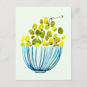 Carte Postale art aquarelle raisins fruit