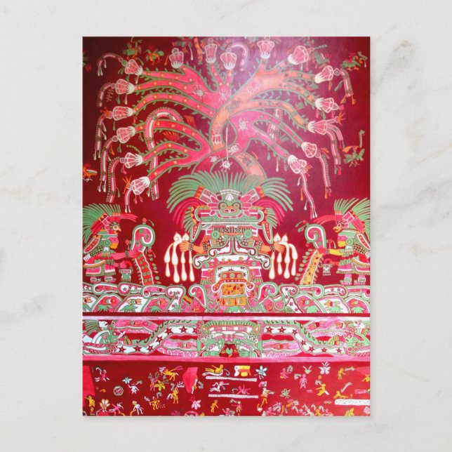 Carte Postale Art aztèque sur la conception rouge (Devant)