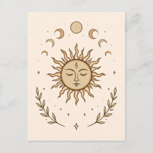 Carte Postale Art Botanique Mystique des Phases Solaires et Luna