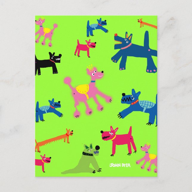 Carte postale Art : Chiens fous (Devant)