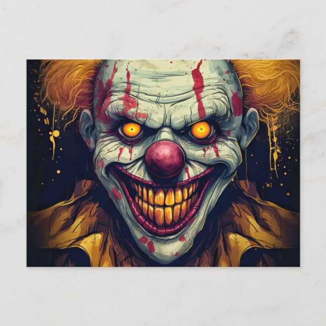 Carte Postale Art Clown Illustration du Carnaval déplaisant (Devant)