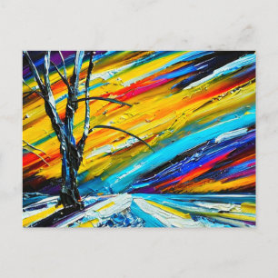 Carte Postale Art coloré : Paysage avec arbre