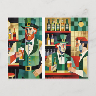 Carte Postale Art cubiste moderne de pub irlandais