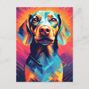 Carte Postale Art Dachshund coloré