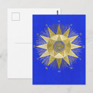Carte Postale Art d'astrologie de la gerbe solaire dorée mystiqu